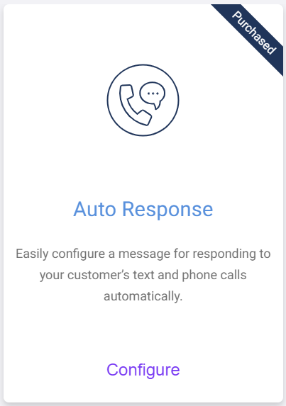 The Auto Response application tile in the marketplace