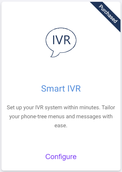 The Smart IVR application tile in the marketplace